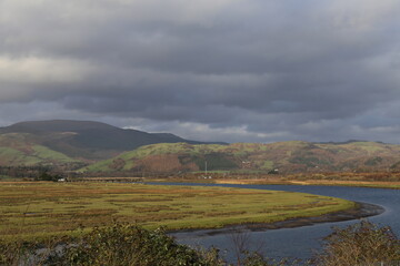 A view across the Dyfi River at Glandyfi in Ceredigion, Wales, UK.