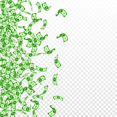 American dollar notes falling. Small USD bills on