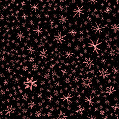 Hand Drawn red Snowflakes Christmas Seamless Patte