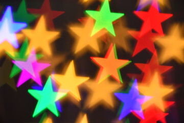 colorful stars illumination for holiday or abstract boke background