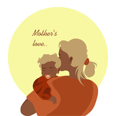 Mother hugs her baby tenderly mothers day card