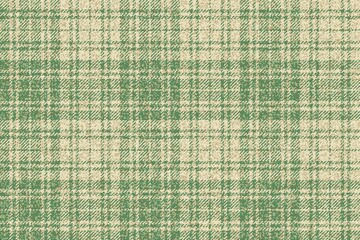ragged old fabric texture of traditional checkered gingham repeatable ornament with lost threads, green and beige bicolor pattern for plaid, tablecloths, shirts, clothes, tartan