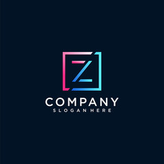 Blue and pink logo with letter z Premium Vector