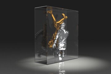 Concept Isolated people behind the glass 3d illustration