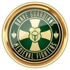 Brave Guardians. Medieval Fighters. Vector Knight Badge.