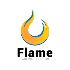 Flame cool heater fire water oil logo icon vector template.