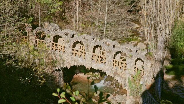 Pobla de Lillet, Spain - November 18, 2020: Jardin Artigas, garden designed by Antoni Gaudi, in the village of Pobla de Lillet, Catalonia, Spain, in the district of Bergada, in province of Barcelona