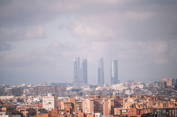 Image of the city of Madrid, Spain, on a cloudy winter day