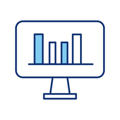 desktop computer monitor with bars statistics line style icon