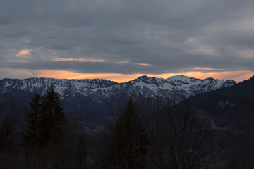 Panorama of mountain range in Berchtesgaden, Bavarian Alps