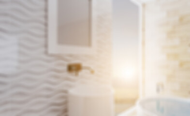 Obraz na płótnie Canvas Modern bathroom including bath and sink. 3D rendering.. Abstract blur phototography