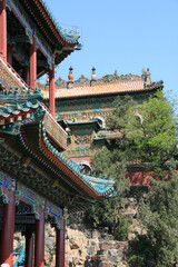 pavilions at the summer palace in beijing in china