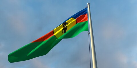 3d rendering of the national flag of the New Caledonia