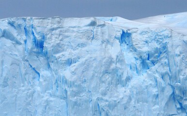 blue ocean, ice and icebergs in Antarctica