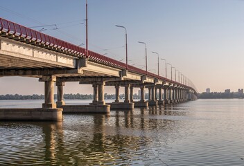 Central bridge in Dnipro city, Ukraine