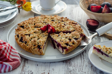 Delicious homemade tart with plums