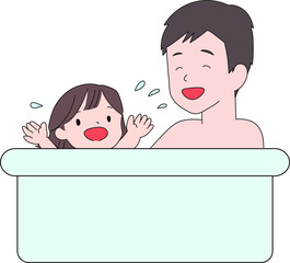 お父さんとお風呂に入る子供