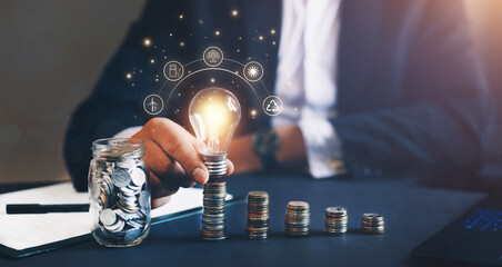 Energy sources for renewable, sustainable development. Ecology  technology concept. 