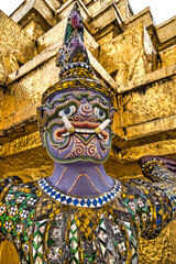 Giant statue and sculptures at the grand palace in Bangkok a beautiful display of culture and arts in Thailand