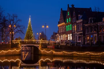 Deurstickers City scenic from the city Dokkum in christmas time in the Netherlands © Nataraj