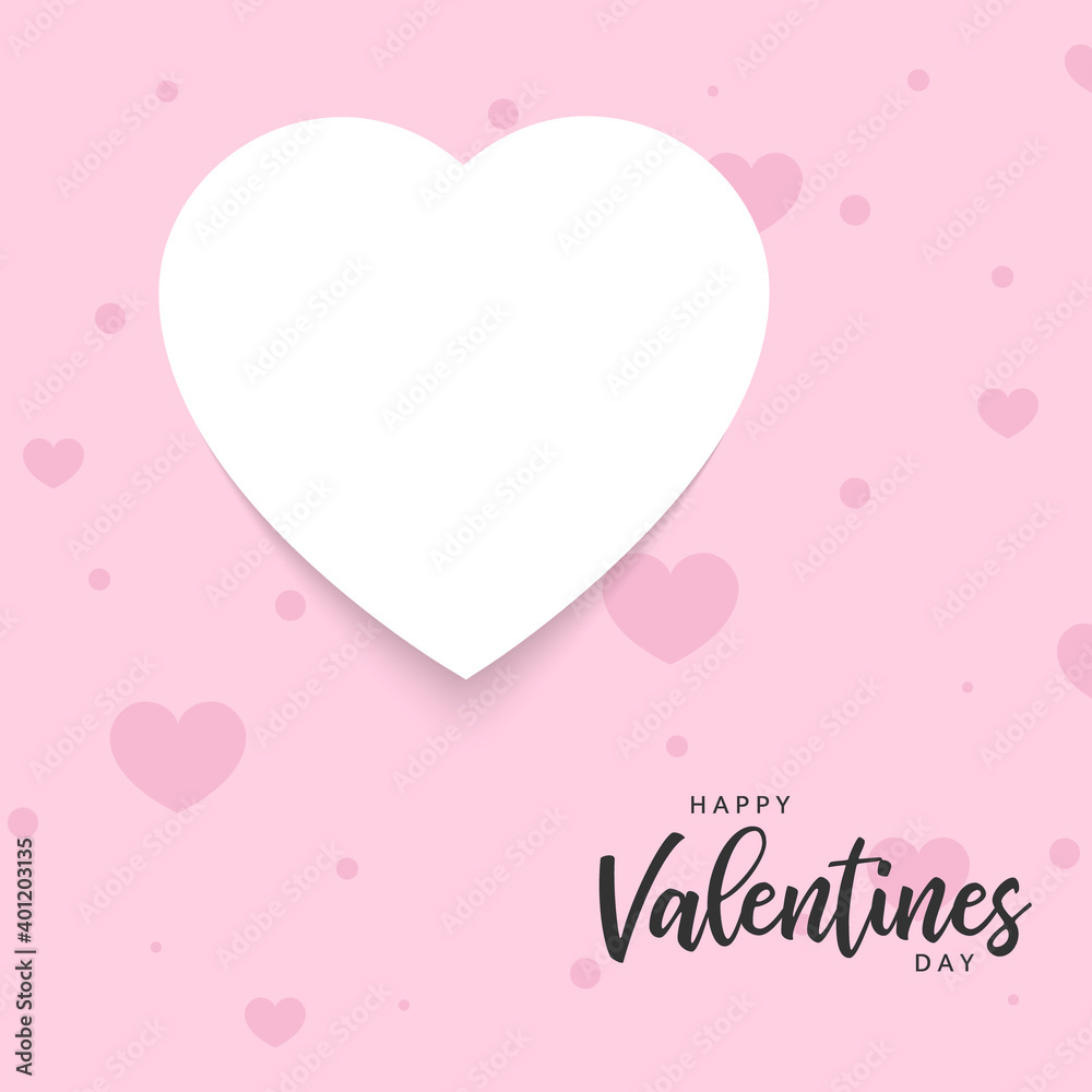 Wall mural valentines day greeting card. happy valentines day banner or poster. love. hearts on pink background