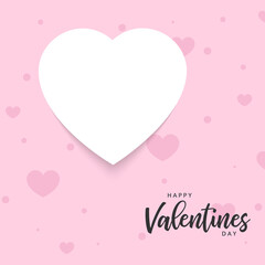 Valentines day greeting card. Happy Valentines day banner or poster. Love. Hearts on pink background. Vector illustration
