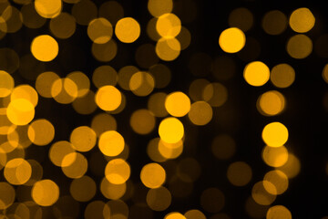 Christmas lights. Blurred background. Colored circles from the led lamp.