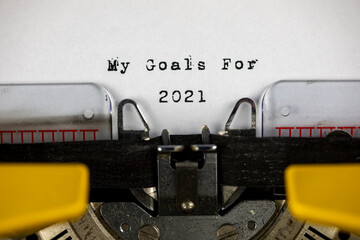 My Goals For 2021 written on an old  typewriter