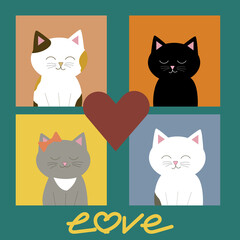 Four cats in love
