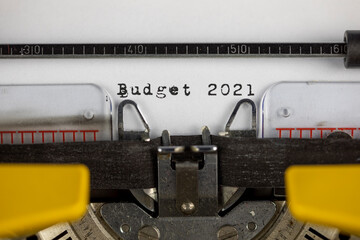 Budget 2021 - written on an old  typewriter