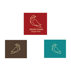 bird logo brand outline illustration with vector design background color