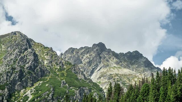 Timelapse of Gerlachov Peak in High Tatras, highest mountain of Slovakia, cinematic view