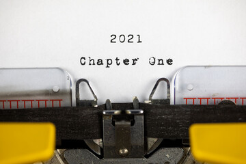old typewriter with text 2021 chapter one	