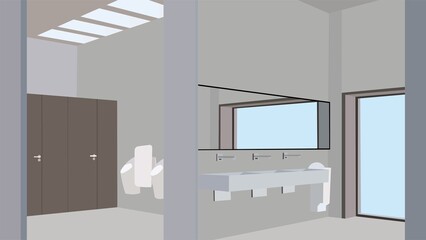 Vector of modern Interior of a public bathroom