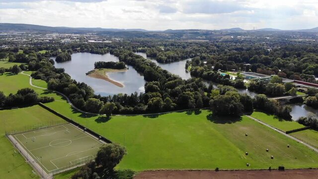 Flug von Norden in Richtung dem Buga-See in Kassel