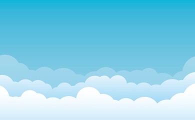 Blue sky with clouds background. Sky nature landscape. Template design for poster, flyers, postcards, web banners. Summer and spring cloudscape.