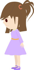 横向きの可愛い女の子供のイラスト