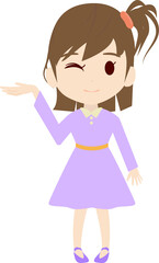 案内する可愛い女の子供のイラスト