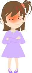 怒る可愛い女の子供のイラスト