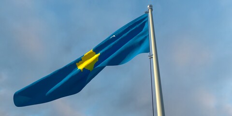 3d rendering of the national flag of the Kosovo