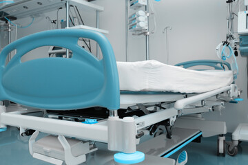 Technically equipped intensive care unit, health care background