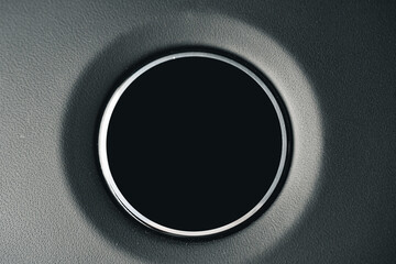 Steering wheel of a luxury car close up