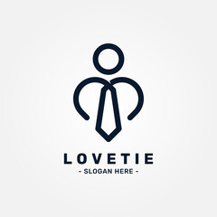 Abstract Love Tie Logo Design Template. Minimal line logotype. Creative elegant vector sign design for business love