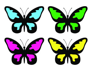 Obraz na płótnie Canvas set of butterflies isolated, vector illustration 