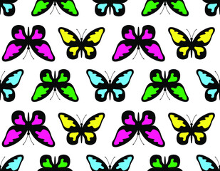 Fototapeta na wymiar colorful butterflies seamless background, vector illustration 