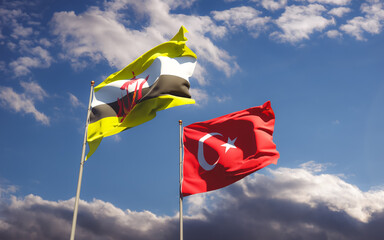 Flags of Turkey and Brunei.