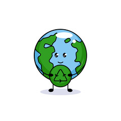 Cute earth environmental mascot logo