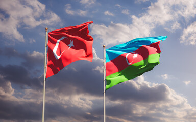 Flags of Turkey and Azerbaijan