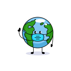 Cute earth environmental mascot logo