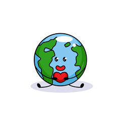 Cute earth environmental mascot logo